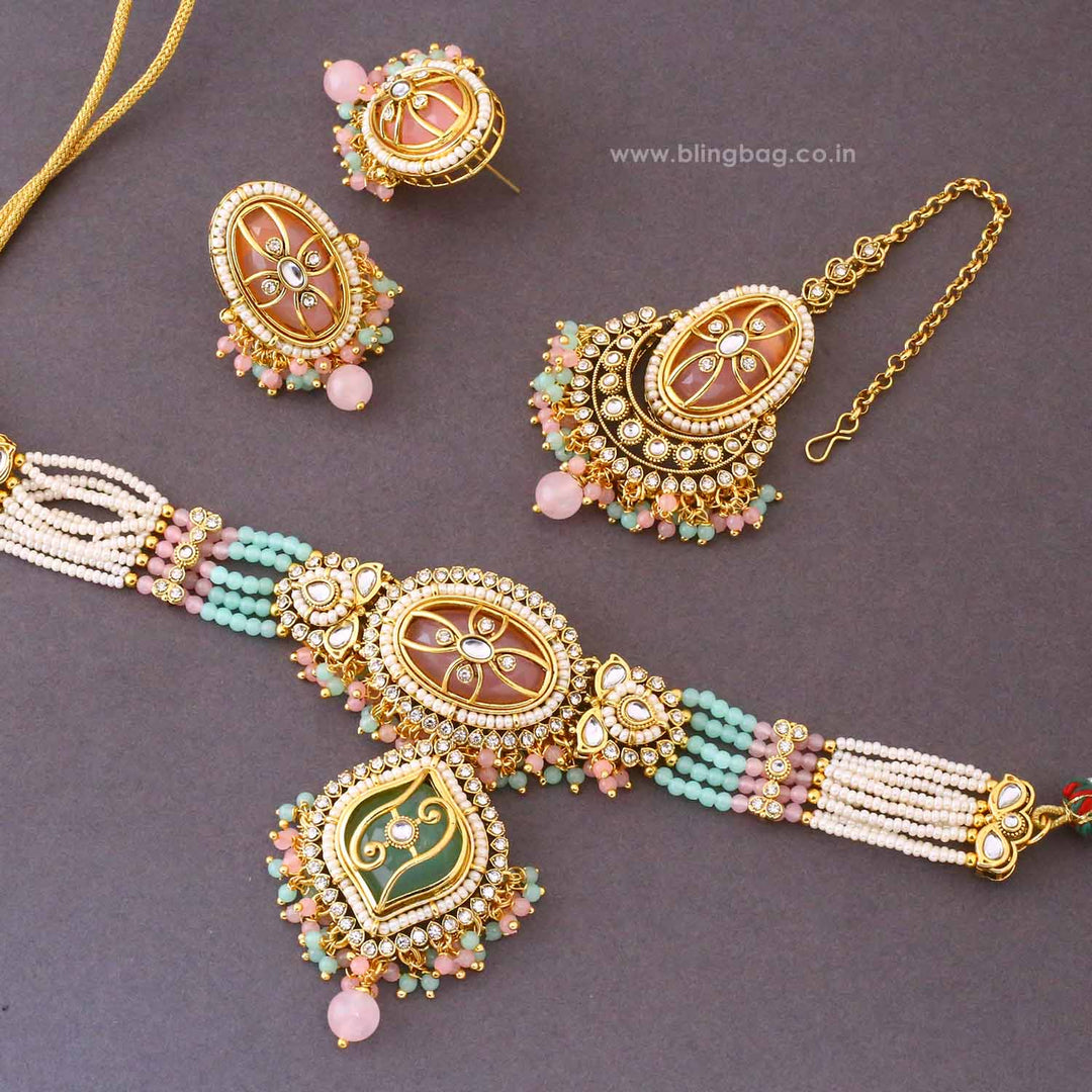 Multicolor Saavi Kundan Jewellery Set - New Arrival