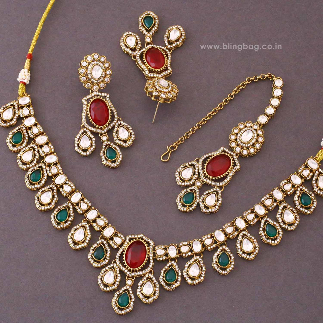 Multicolor Saavira Kundan Jewellery Set - New Arrival