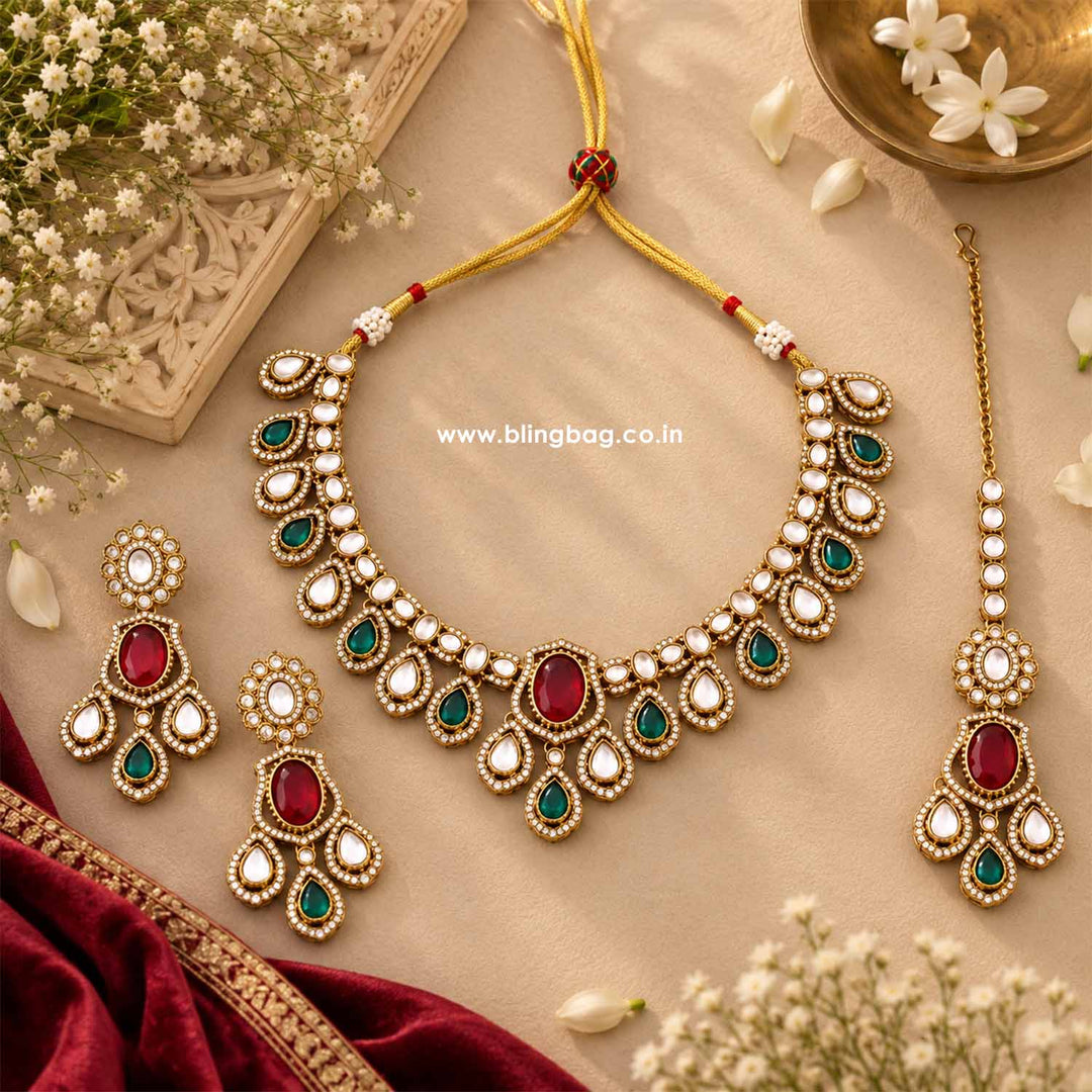 Multicolor Saavira Kundan Jewellery Set - New Arrival
