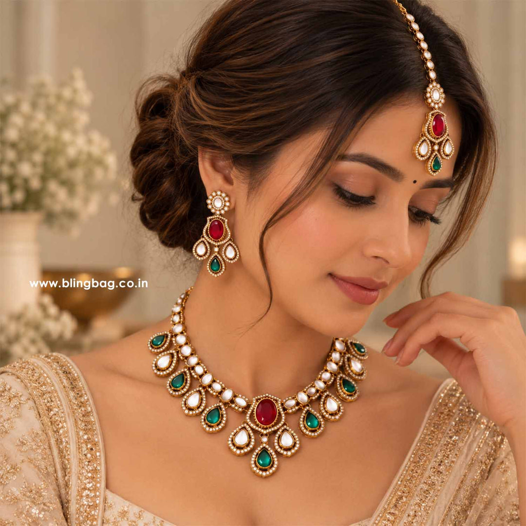 Multicolor Saavira Kundan Jewellery Set - New Arrival