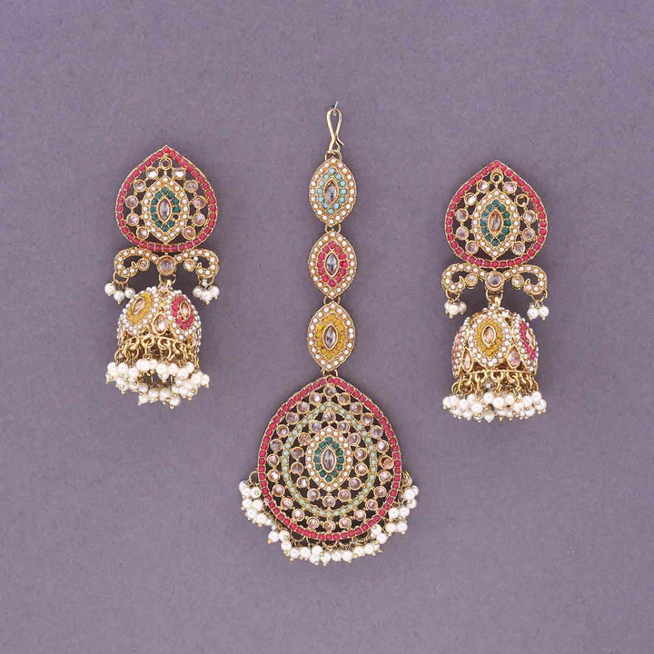 Multicolor Saba Punjabi Maang Tikka Set