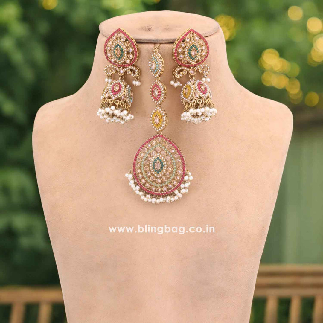 Multicolor Saba Punjabi Maang Tikka Set