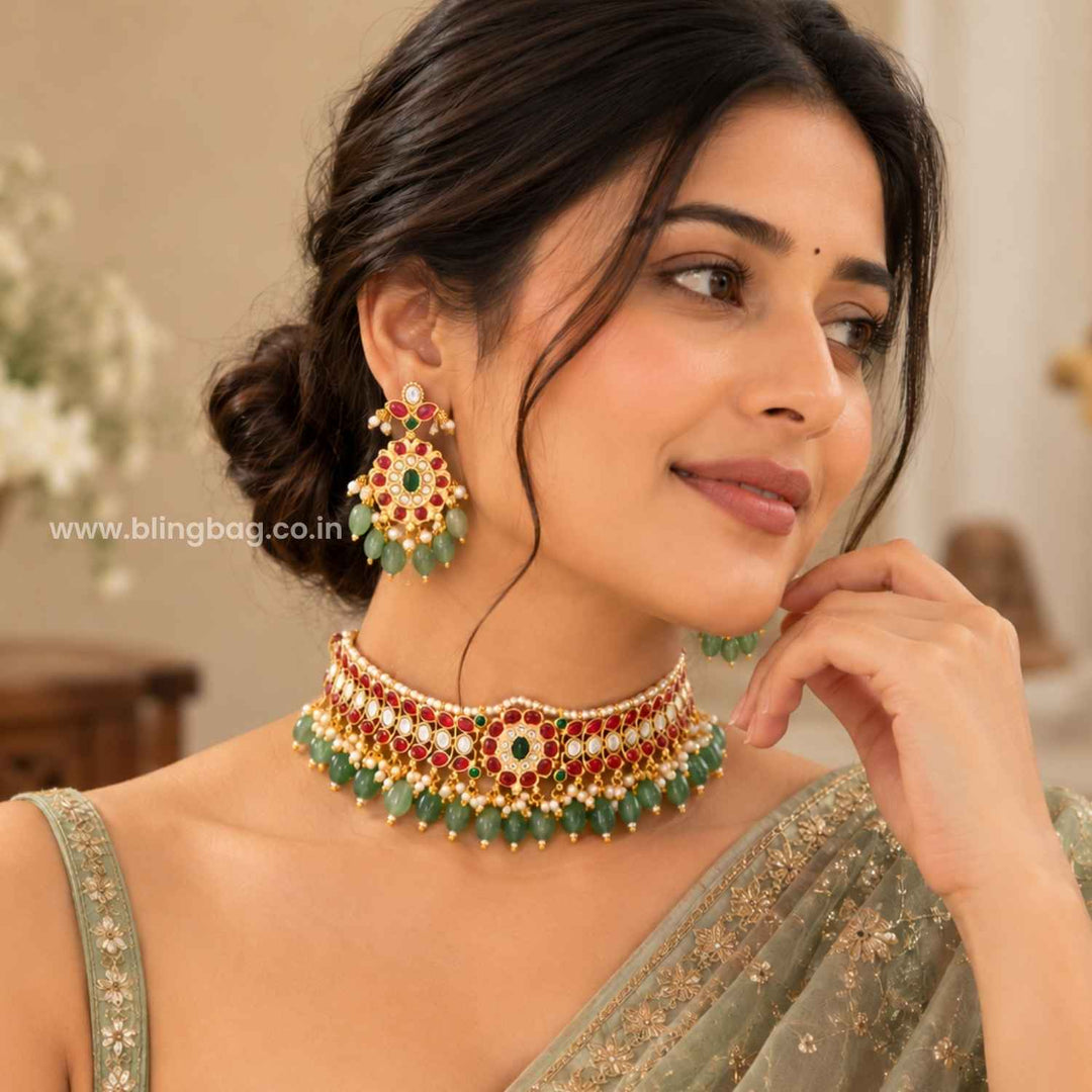 Multicolor Samira Antique Jewellery Set- New Arrival