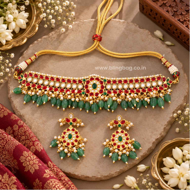 Multicolor Samira Antique Jewellery Set- New Arrival
