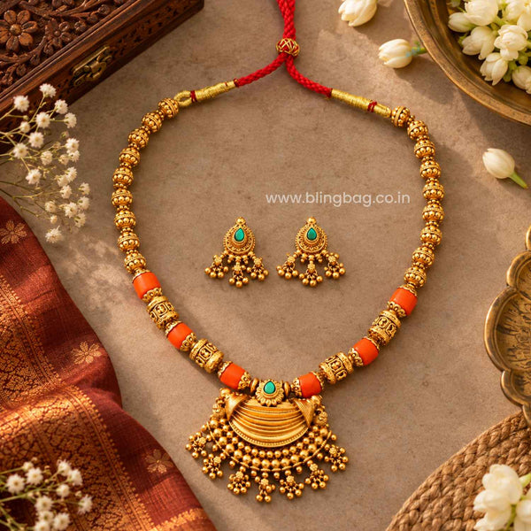 Multicolor Sanskritii Antique Jewellery Set- New Arrival