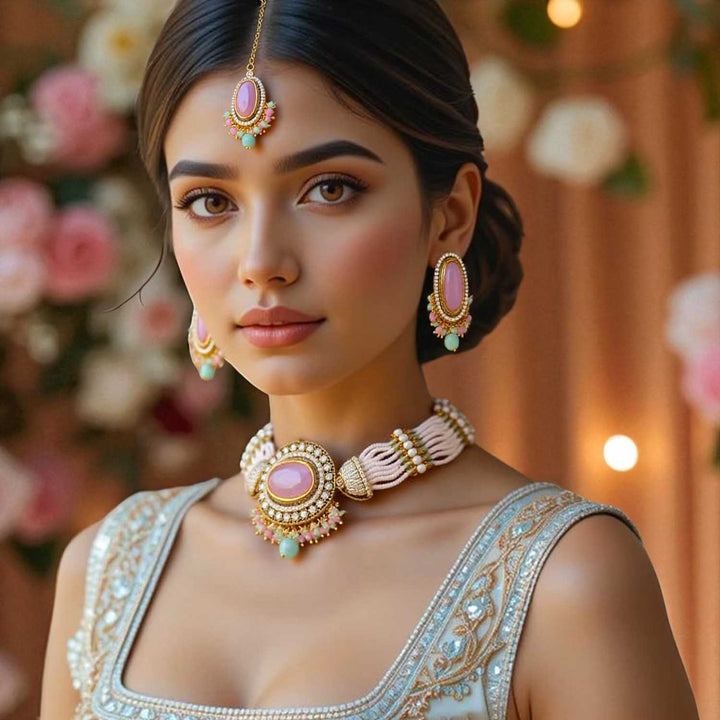 Multicolor Santoshi Kundan Jewellery Set