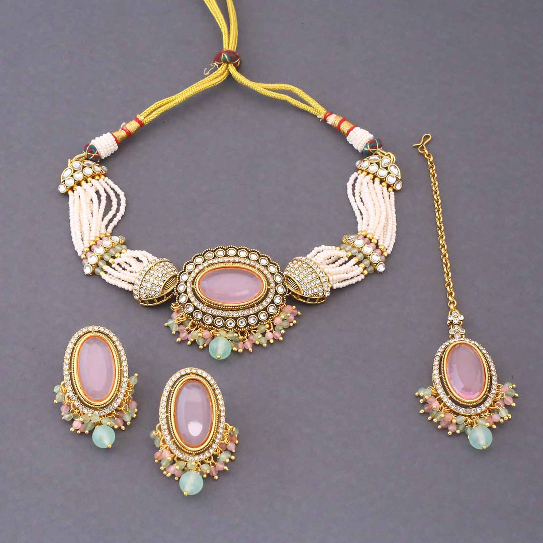 Multicolor Santoshi Kundan Jewellery Set