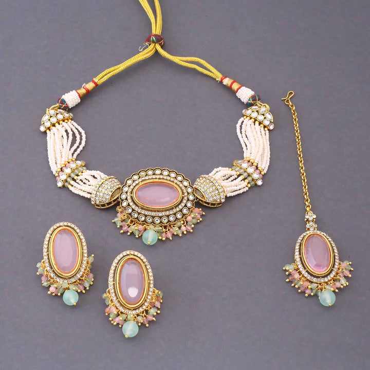 Multicolor Santoshi Kundan Jewellery Set