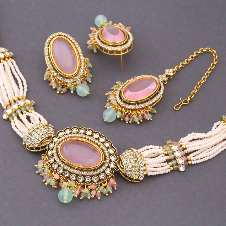 Multicolor Santoshi Kundan Jewellery Set