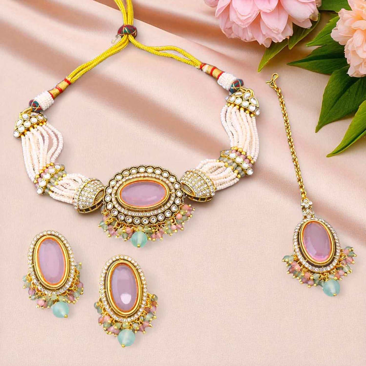 Multicolor Santoshi Kundan Jewellery Set