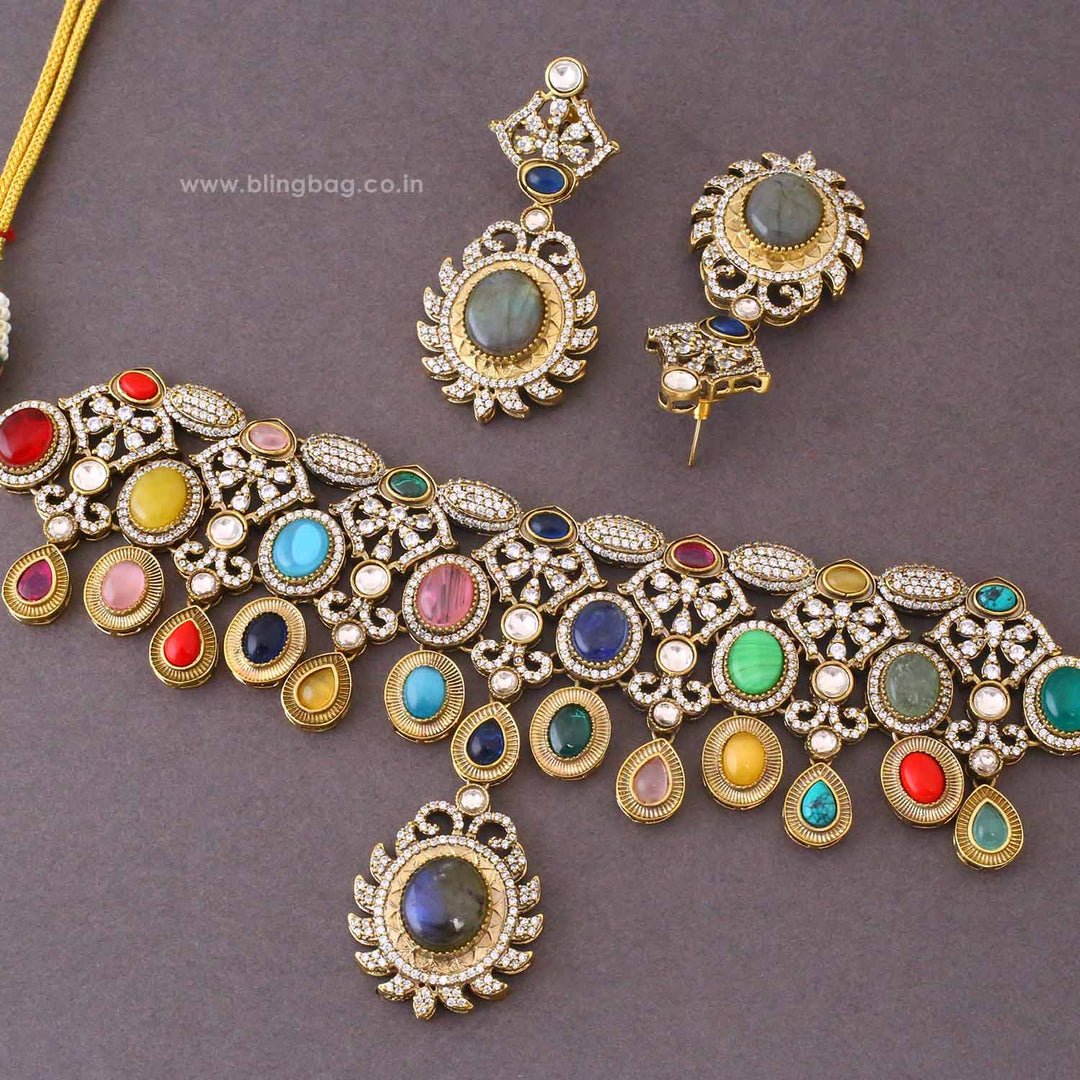 Multicolor Sara Victorian Jewellery Set - New Arrival