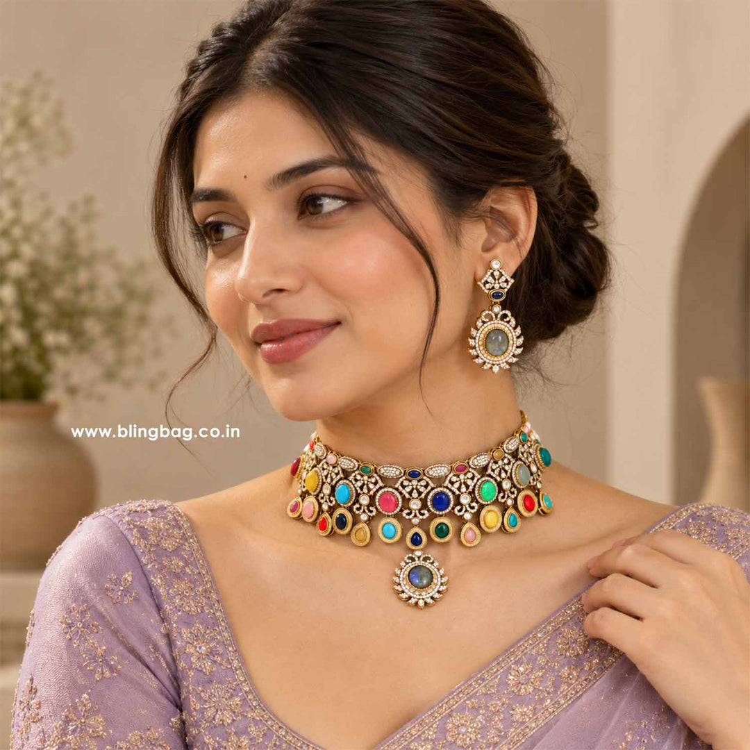 Multicolor Sara Victorian Jewellery Set - New Arrival