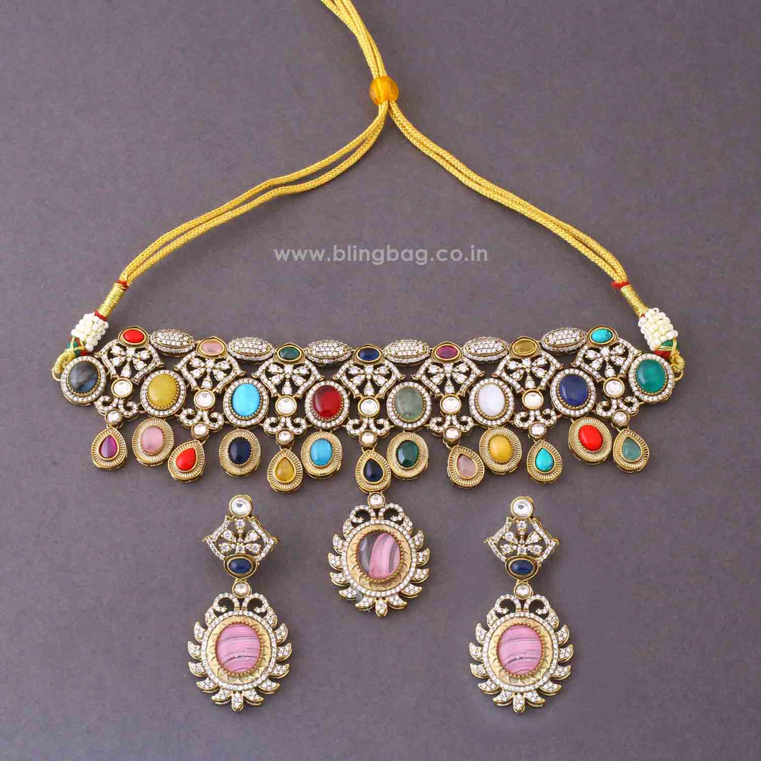 Multicolor Sara Victorian Jewellery Set - New Arrival