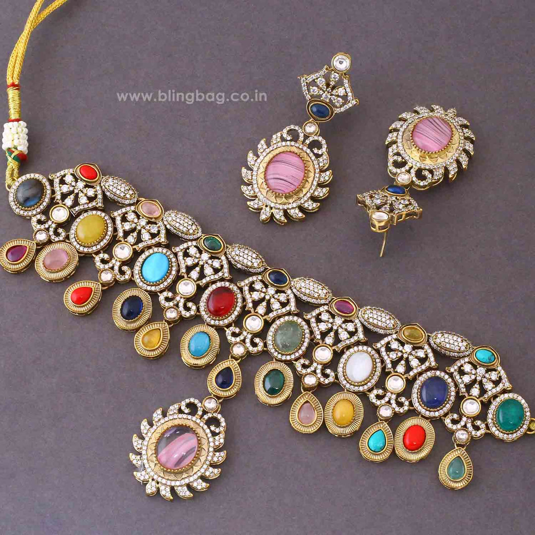 Multicolor Sara Victorian Jewellery Set - New Arrival