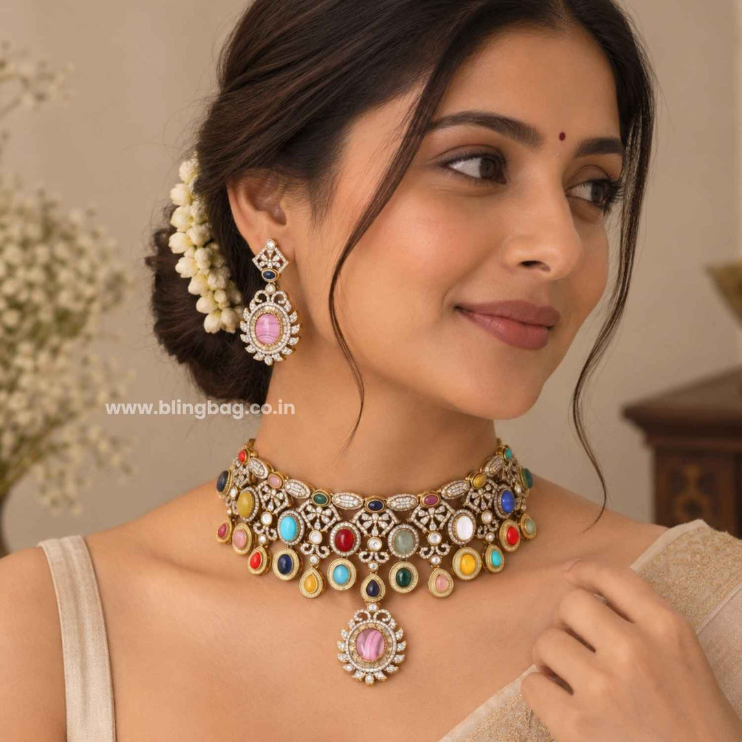 Multicolor Sara Victorian Jewellery Set - New Arrival