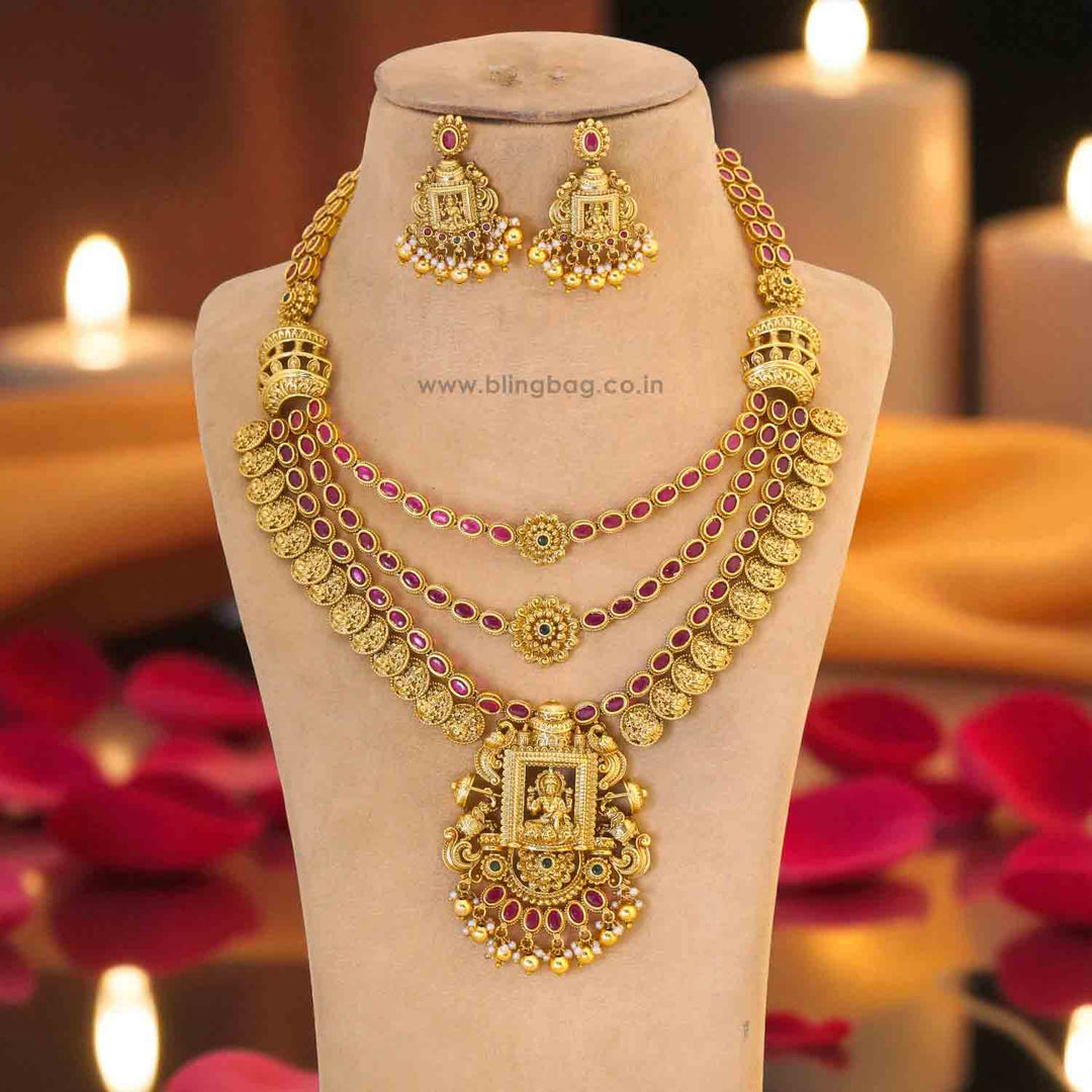 Multicolor Saraswatina Temple Jewellery Set - New Arrival