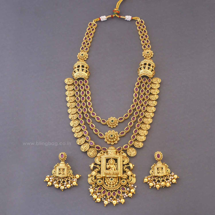 Multicolor Saraswatina Temple Jewellery Set - New Arrival