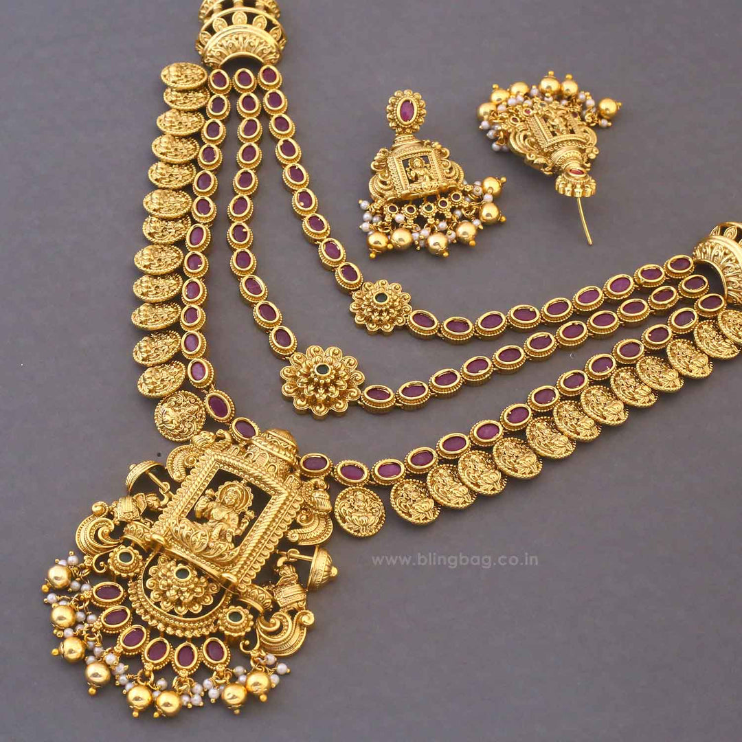 Multicolor Saraswatina Temple Jewellery Set - New Arrival