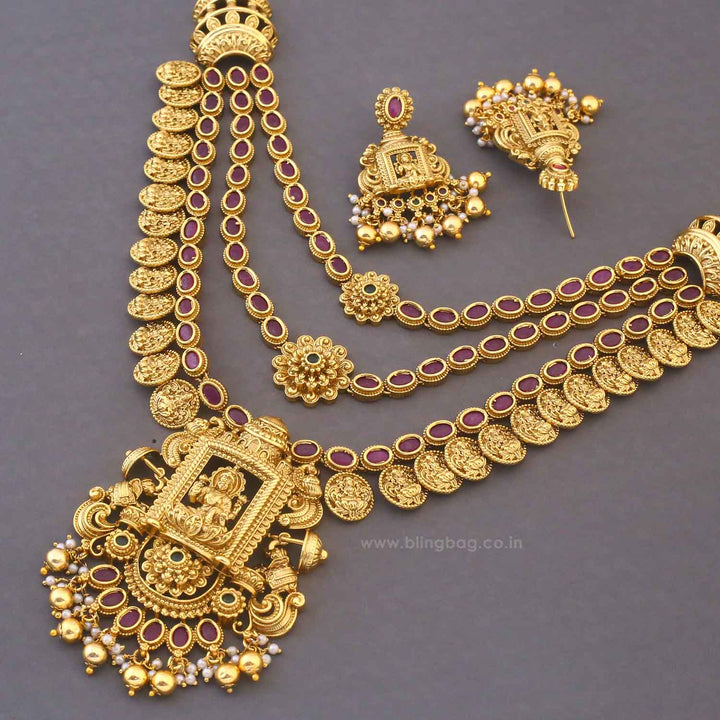 Multicolor Saraswatina Temple Jewellery Set - New Arrival