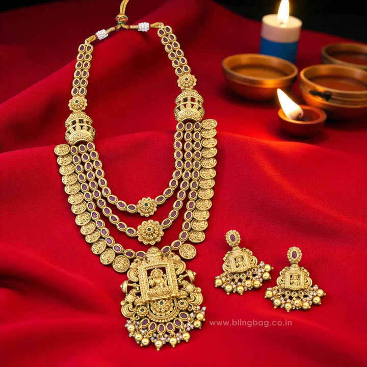 Multicolor Saraswatina Temple Jewellery Set - New Arrival