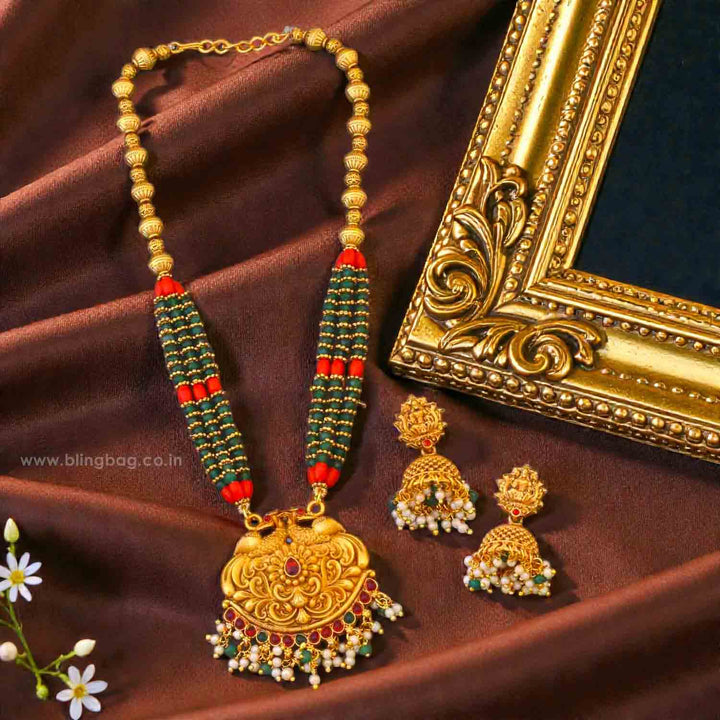 Multicolor Satiya Temple Jewellery Set - New Arrival