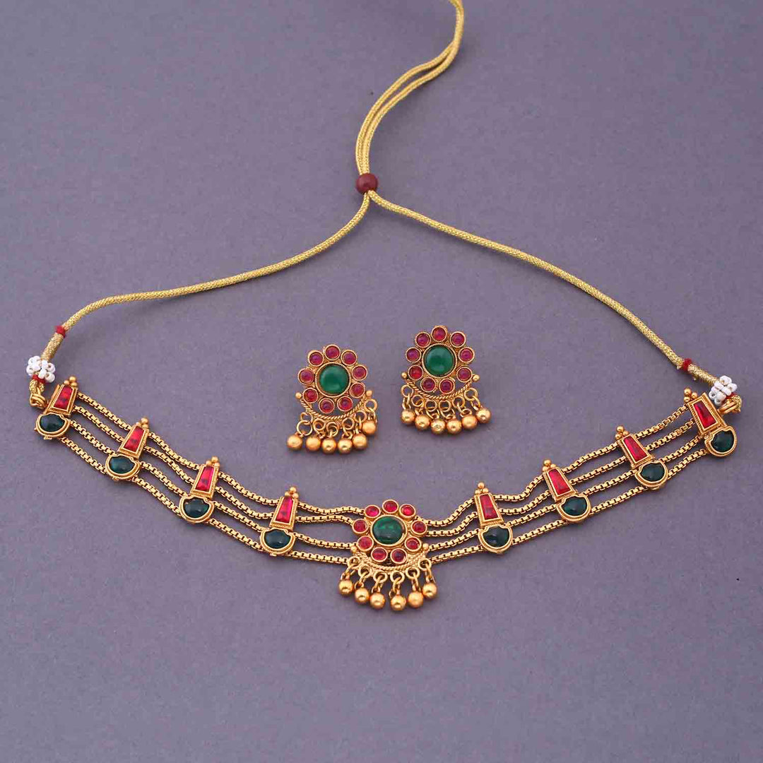 Multicolor Seerat Antique Jewellery Set - New Arrival