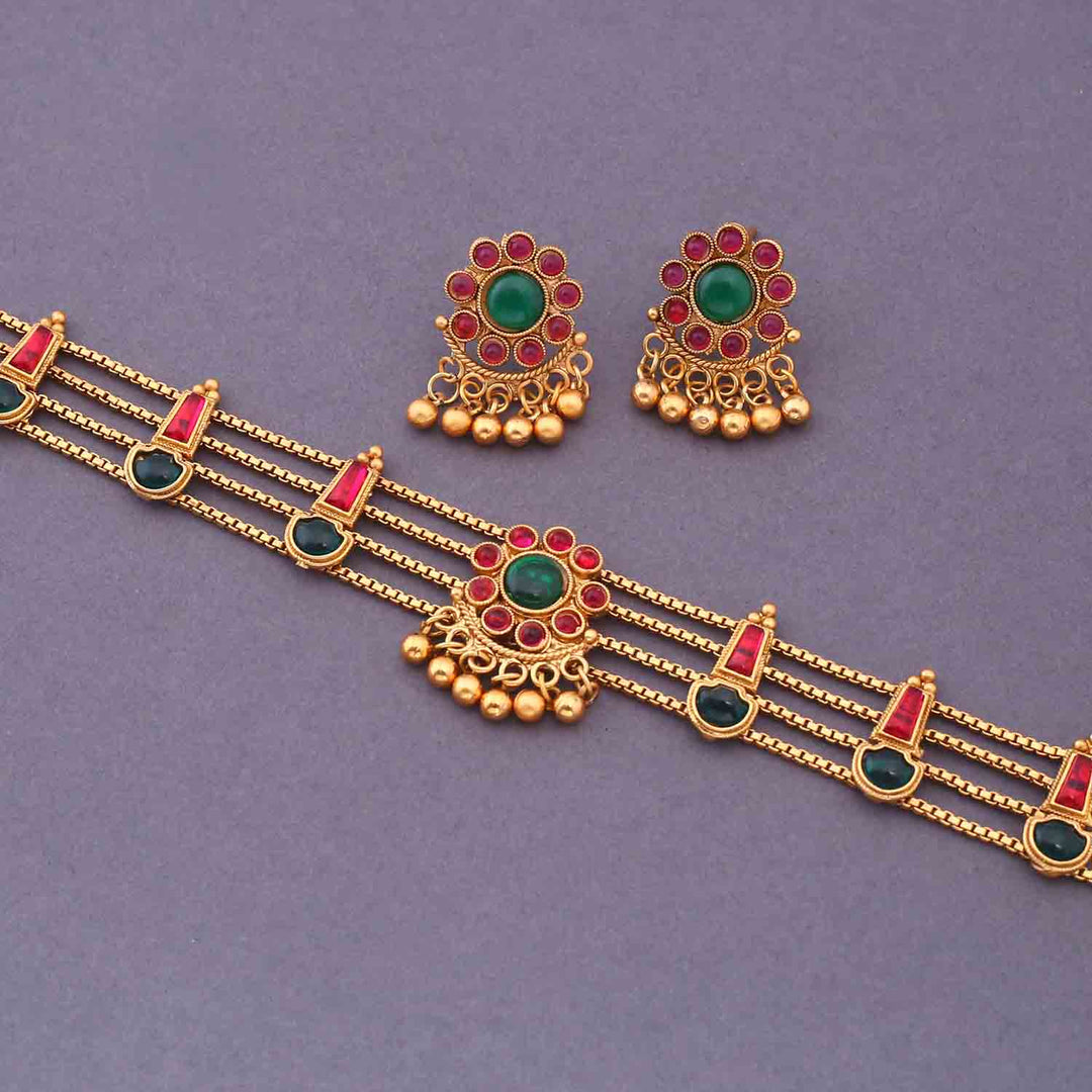 Multicolor Seerat Antique Jewellery Set - New Arrival
