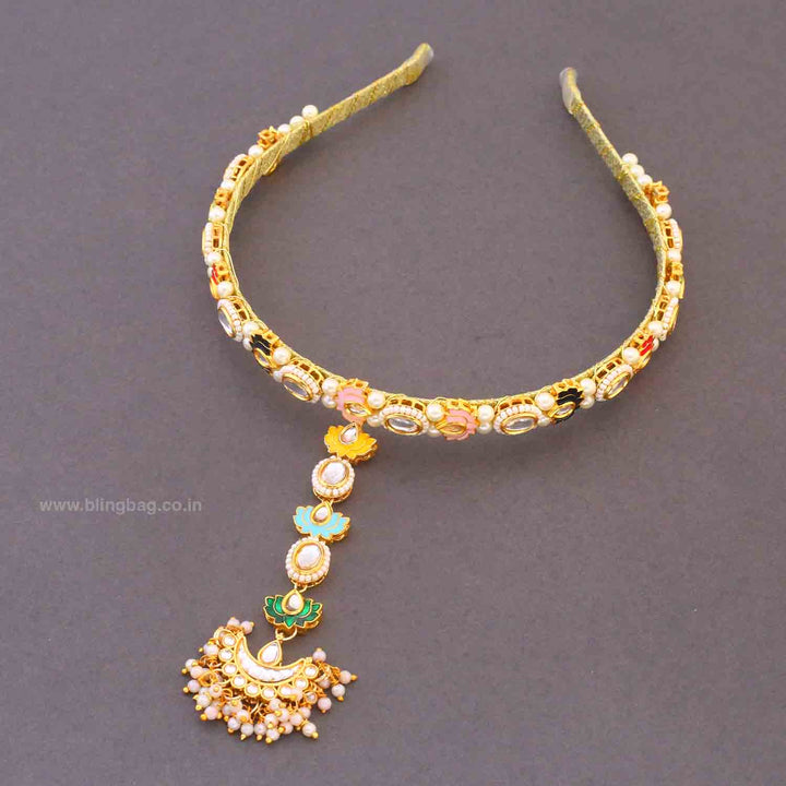 Multicolor Senitaa Hairband With Tikka