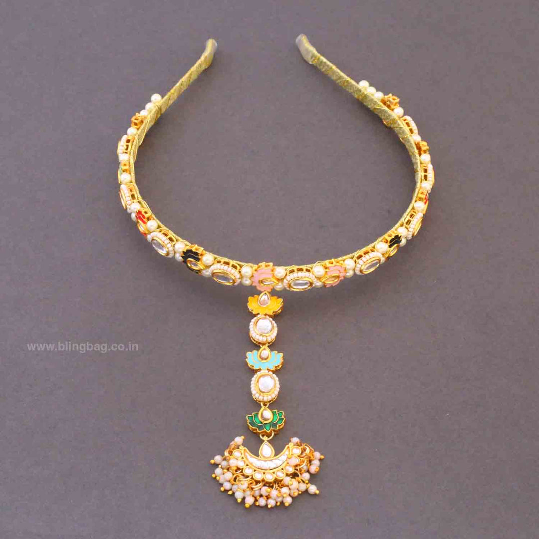 Multicolor Senitaa Hairband With Tikka