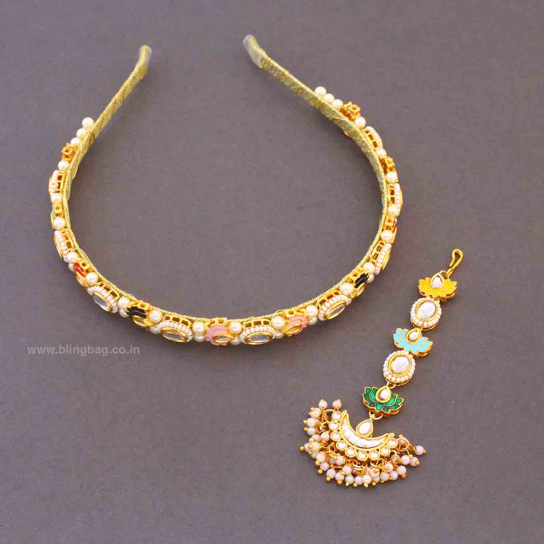 Multicolor Senitaa Hairband With Tikka