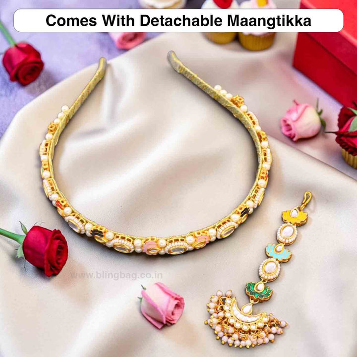 Multicolor Senitaa Hairband With Tikka