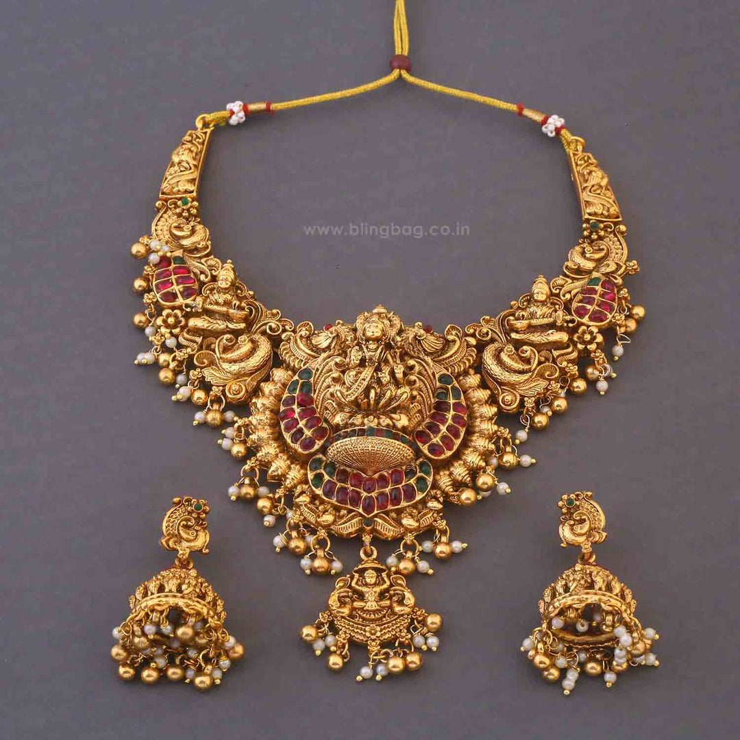 Multicolor Shailajataa Temple Jewellery Set - New Arrival