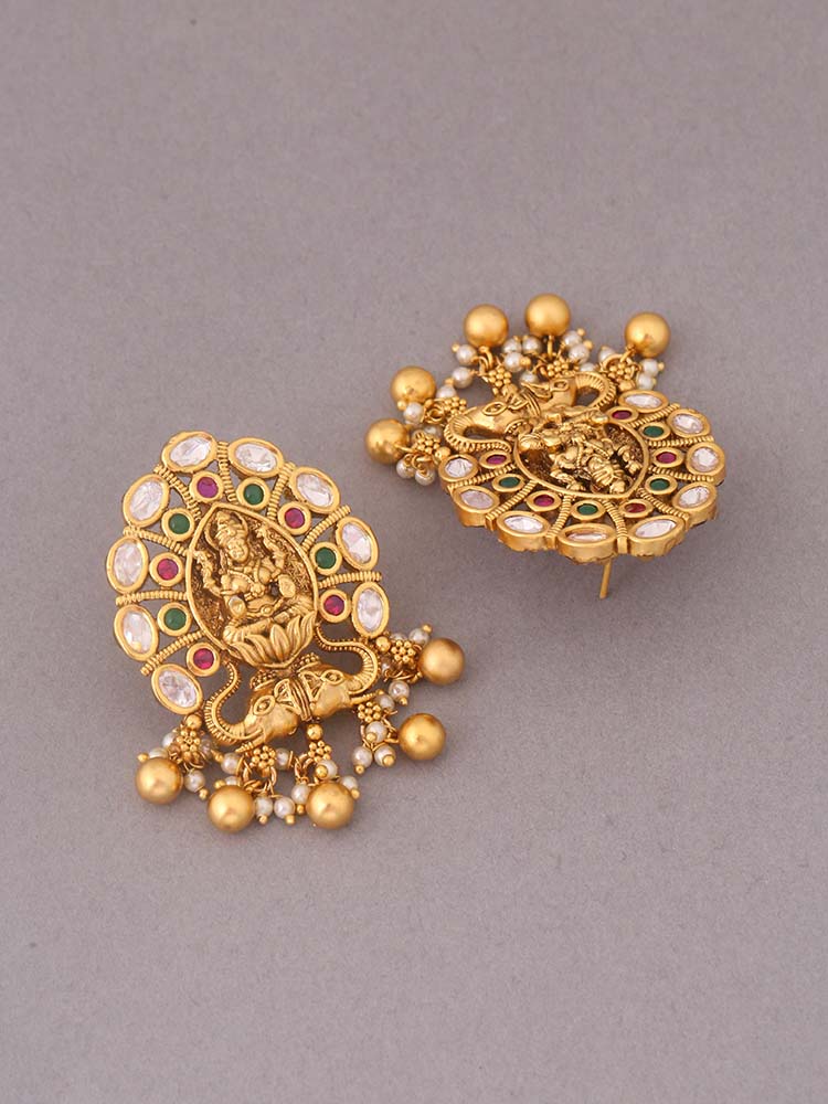 Multicolor Shakumbhari  Temple Danglers - EOSS