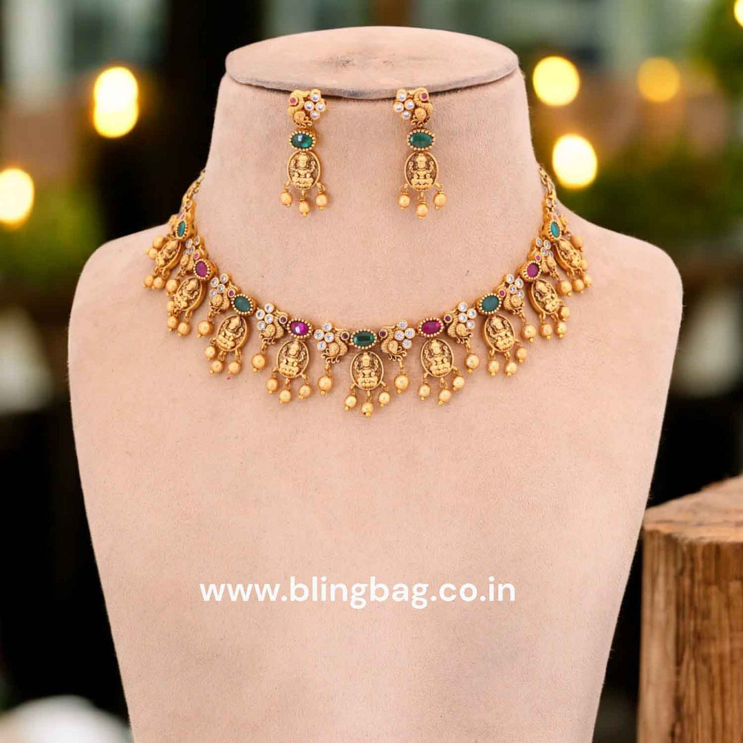 Multicolor Sharvaniya Temple Jewellery Set- New Arrival