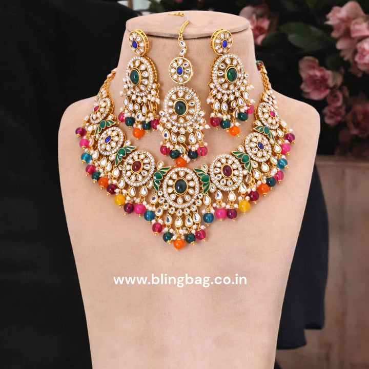 Multicolor Shazia Kundan Jewellery Set