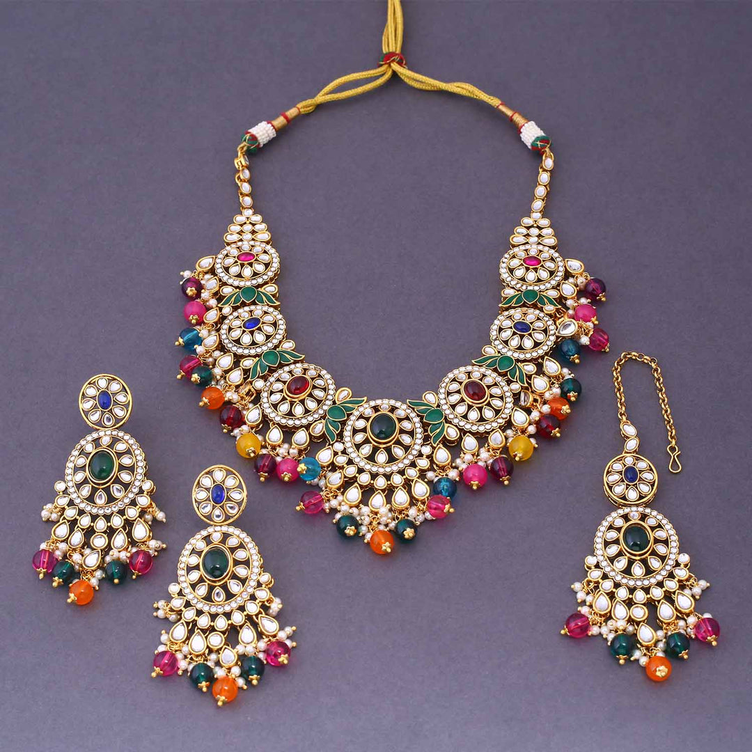 Multicolor Shazia Kundan Jewellery Set