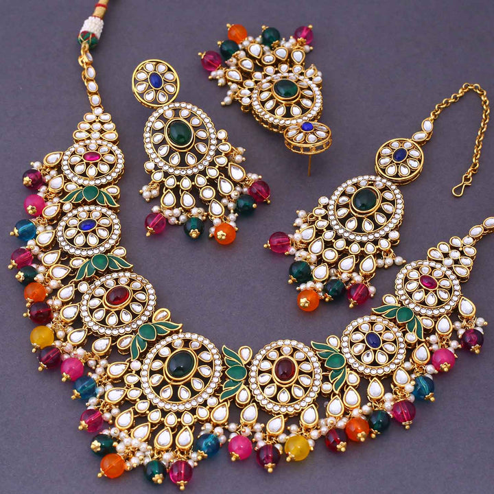 Multicolor Shazia Kundan Jewellery Set