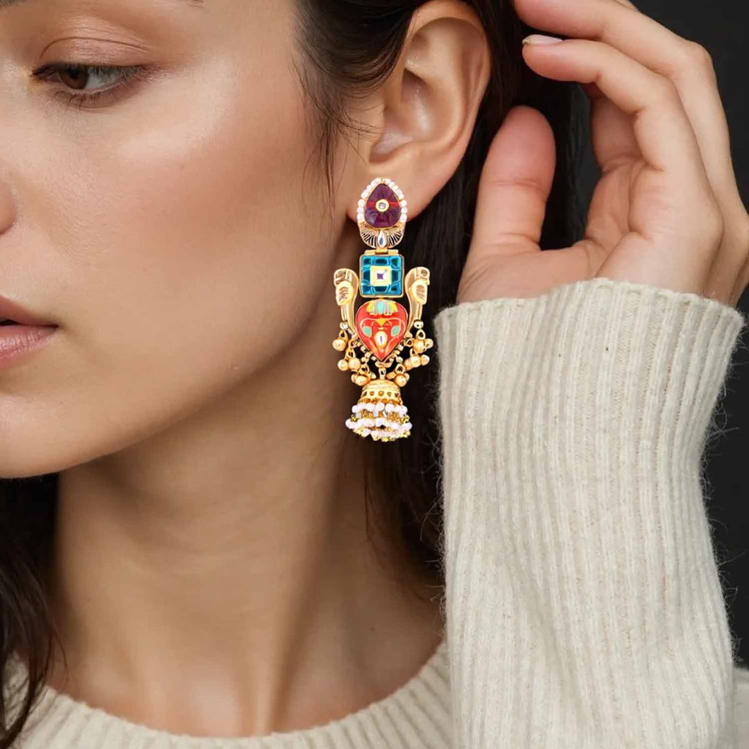 Multicolor Sheshna Jhumkis