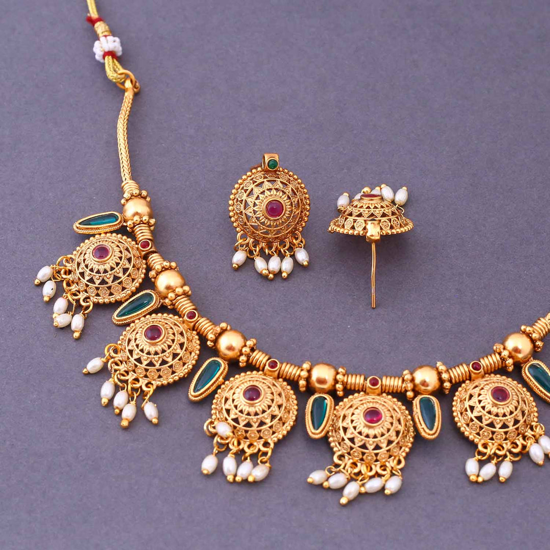 Multicolor Shivya Antique Jewellery Set-New Arrival