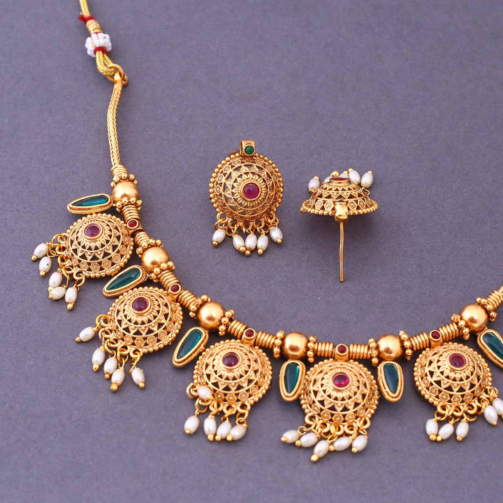 Multicolor Shivya Antique Jewellery Set-New Arrival