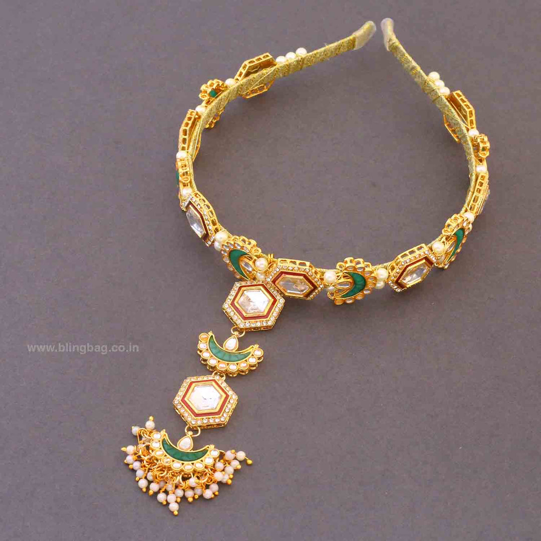 Multicolor Shrigree Hairband With Tikka