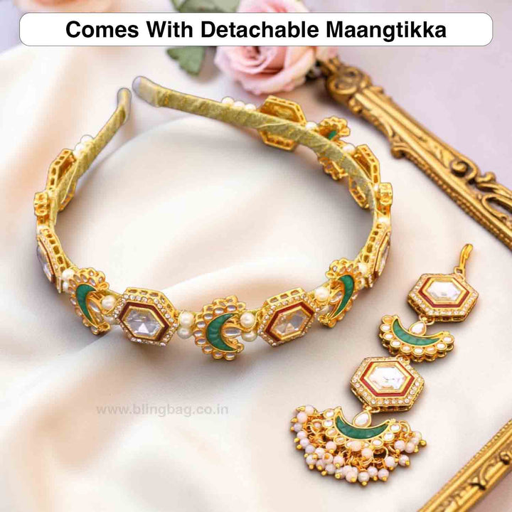 Multicolor Shrigree Hairband With Tikka