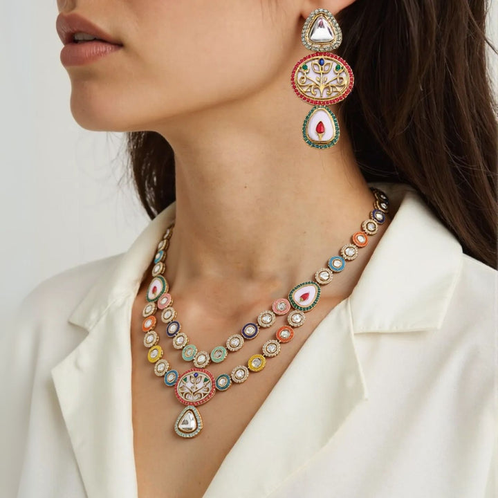 Multicolor Shrina Kundan Jewellery Set