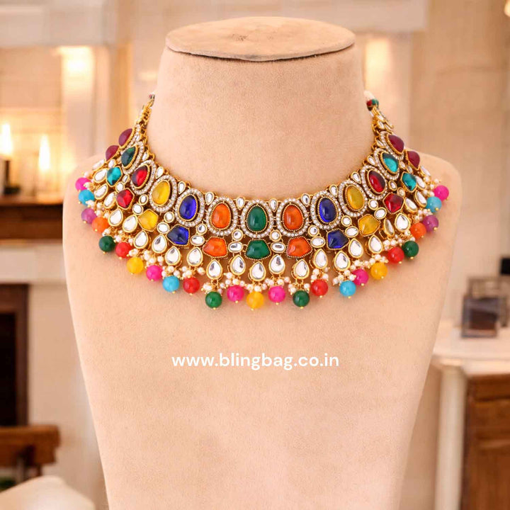 Multicolor Shushmita Kundan Jewellery Set