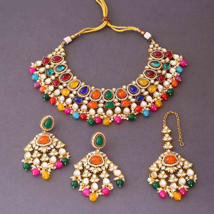 Multicolor Shushmita Kundan Jewellery Set