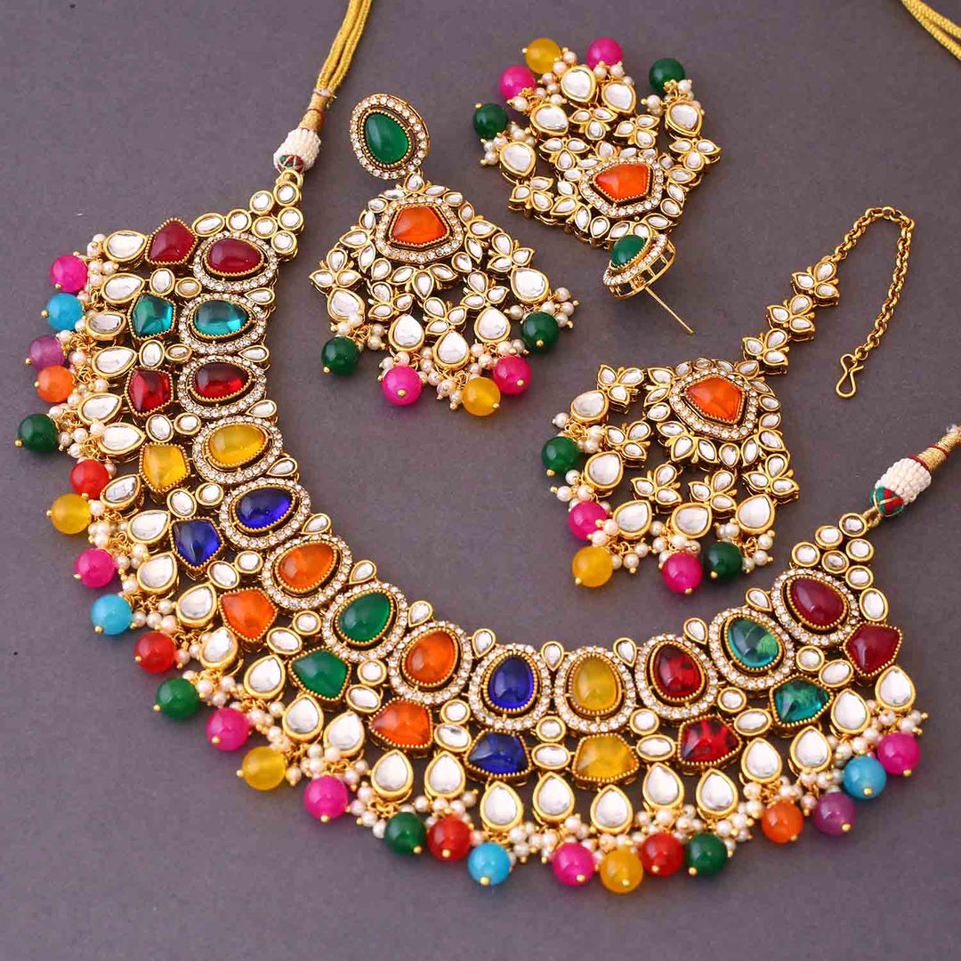 Multicolor Shushmita Kundan Jewellery Set