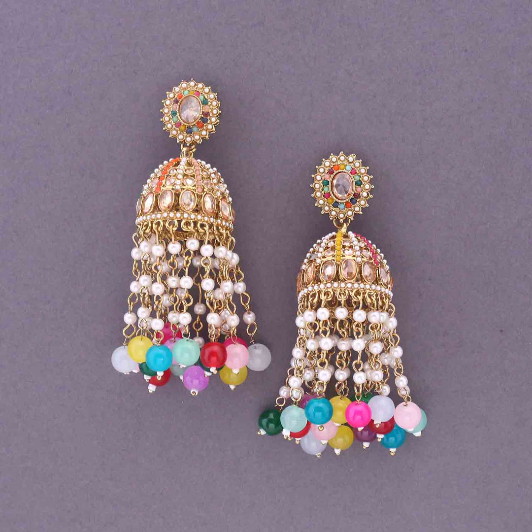Multicolor Sitarah Punjabi Jhumkis