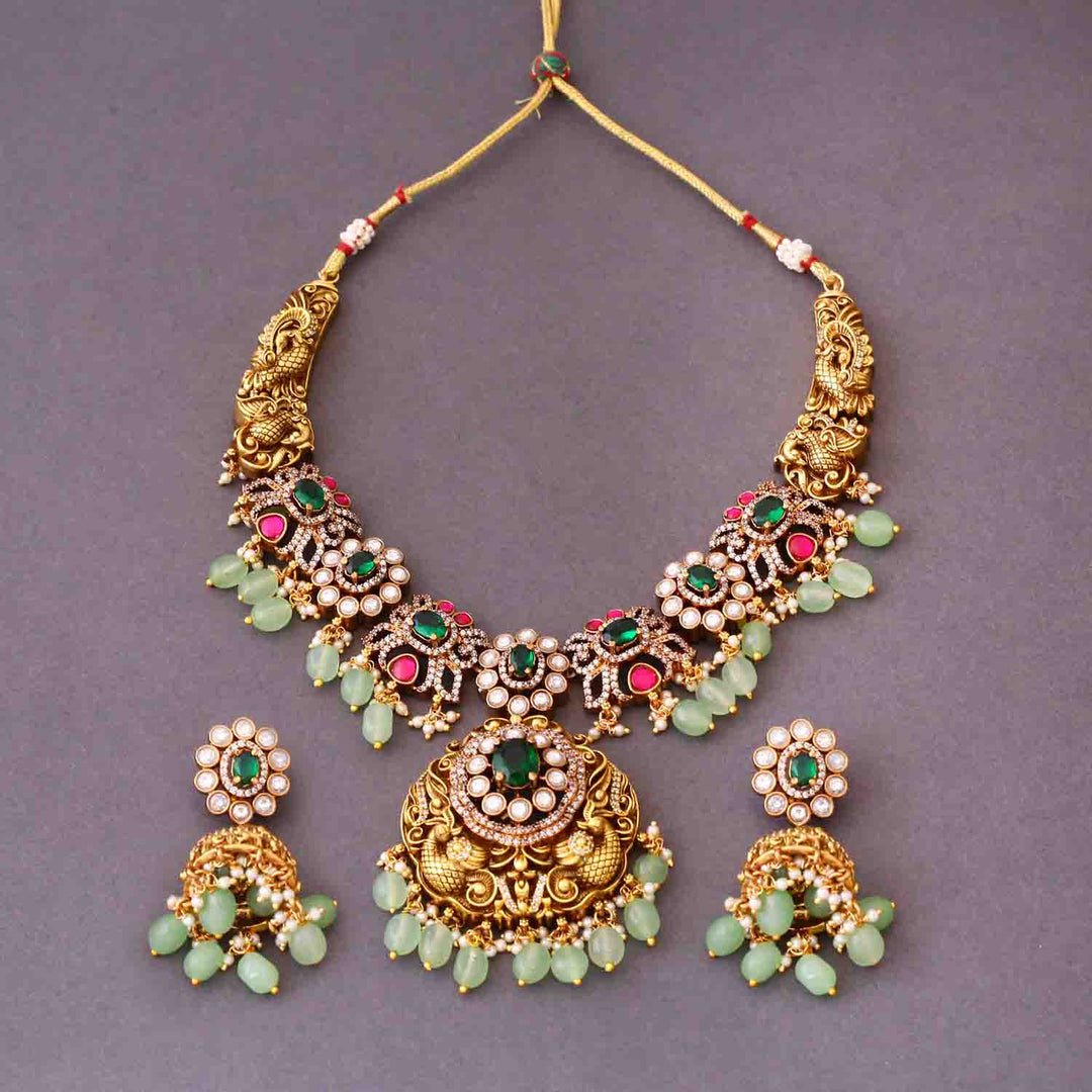 Multicolor Solena Hasli Victorian Jewellery Set- New Arrival