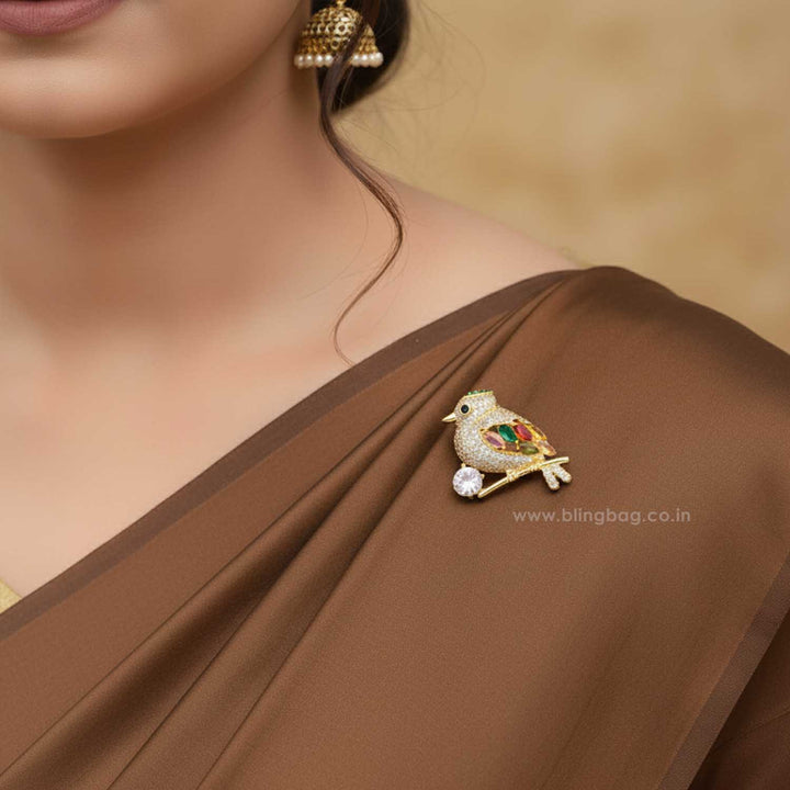 Multicolor Songbird Brooch