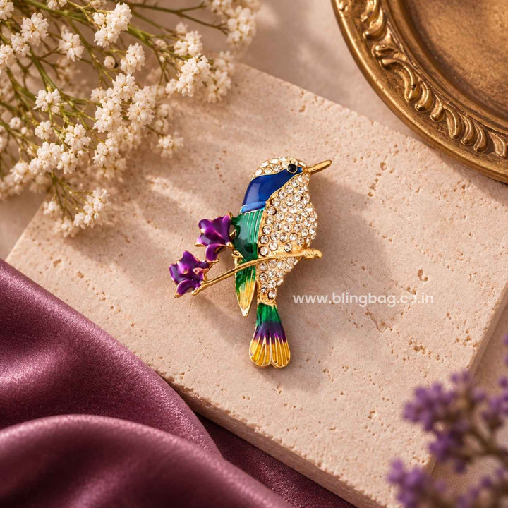 Multicolor Sparrow Brooch